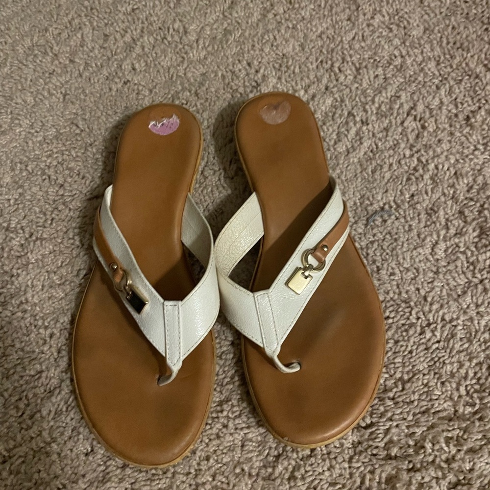 Size 8.5 Italian shoemakers sandels with cushioned foot beds and slight wedge